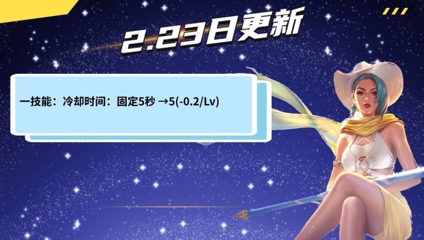 23日，七英雄在体验服改动，橘右京变化大，澜被调整，野环遭削弱。