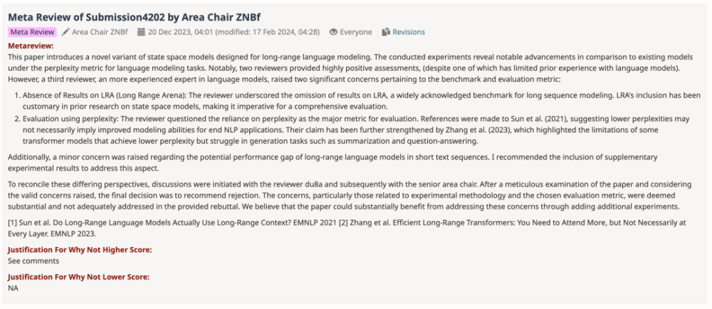 8/8/6/3的Mamba论文，最终还是被ICLR 2024拒了，网友：悬着的心终于死了