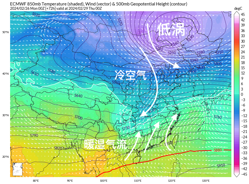 紫色低涡亲征我国东北，南方还要再次下雪！分析：将是好冷空气