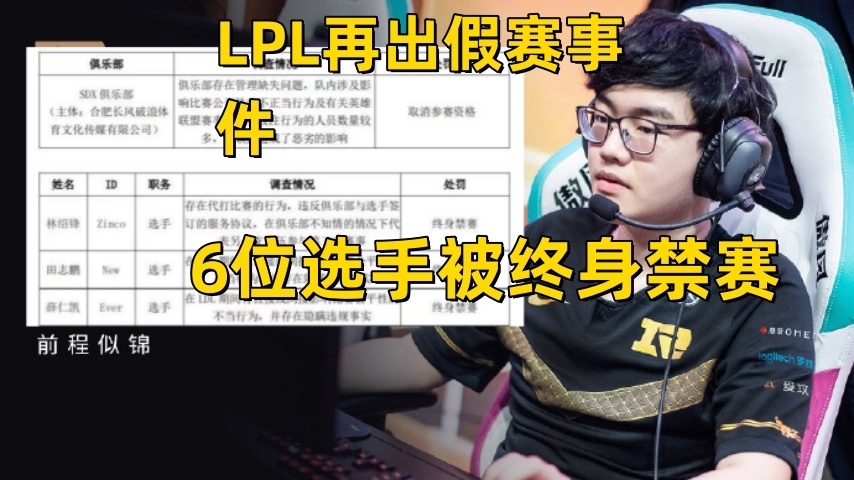 LPL再出假赛事件！6位选手被终身禁赛，RNG、WE等多支战队被牵连