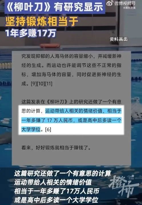 “坚持锻炼相当于1年多赚17万”上热搜！网友炸了