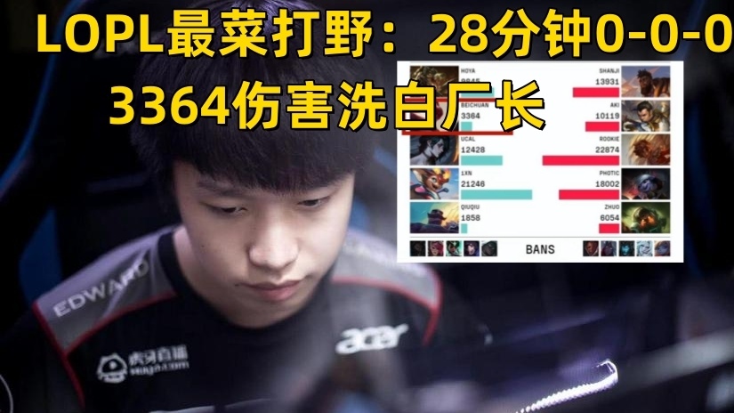 LPL“最菜”打野诞生！28分钟0人头0助攻，盲僧3361伤害洗白厂长