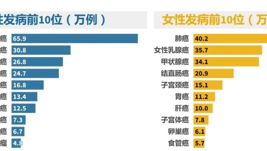 最新数据揭露：肺癌为恶性肿瘤头号杀手，占据全部恶性肿瘤死亡的28.5%，男女皆首位。尤其在女性中，肺癌已超过乳腺癌，成为第一大常见癌症。