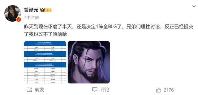 "管泽元公布卓越阵容投票：BLG全队脱颖而出，关键位置无争议角逐一冠之争！"