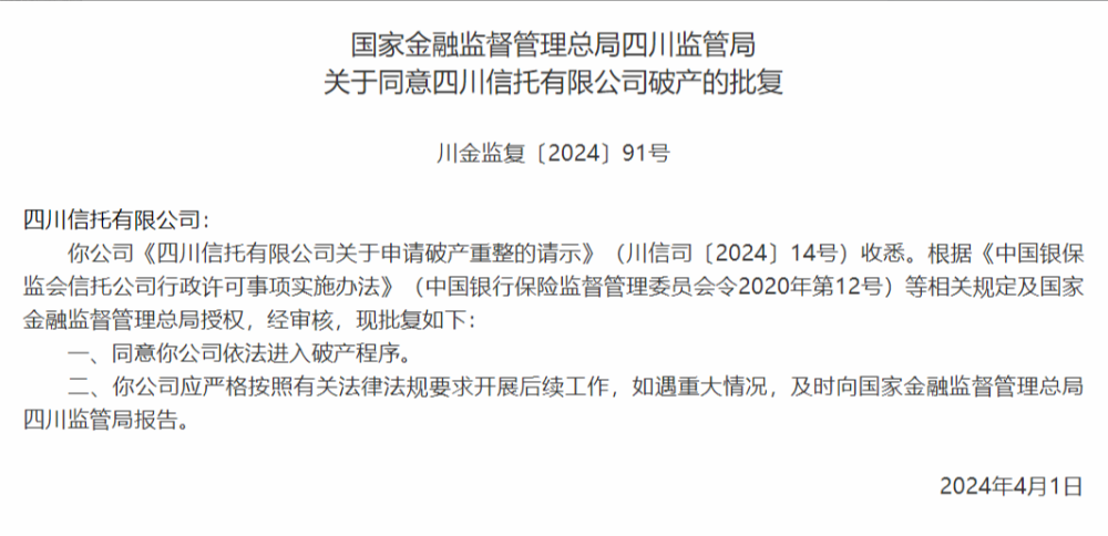 "四川信托破产申请获得批准：行业巨擘的经济困境与未来挑战"