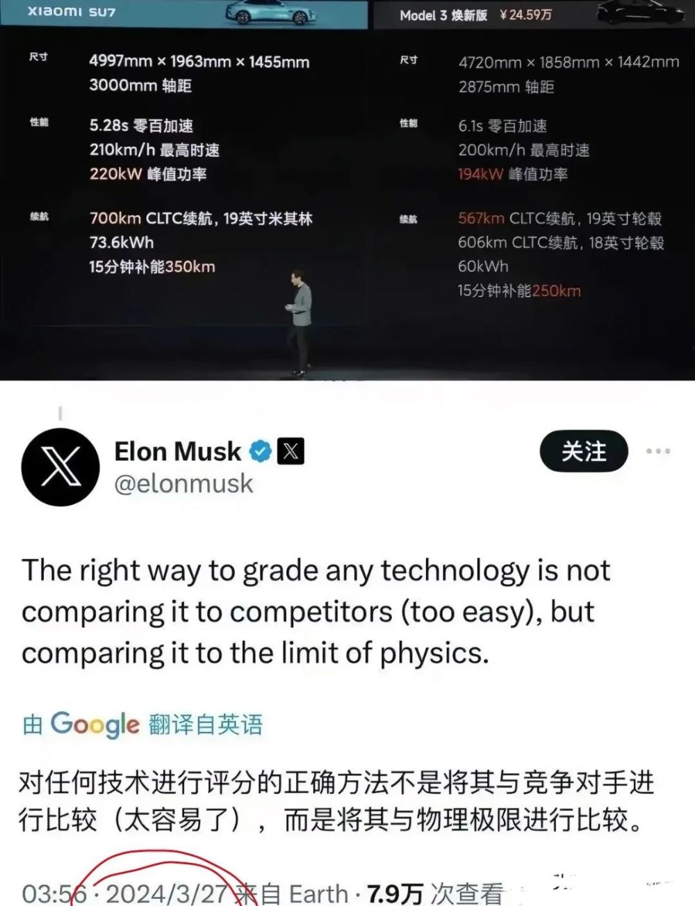 "马斯克解读：小米汽车的技术评分之法，非与其竞争，尽在其与物理学极限的比较"