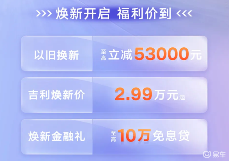 "吉利全面推出全新限时购车补贴政策，最高可享5.3万元优惠！"