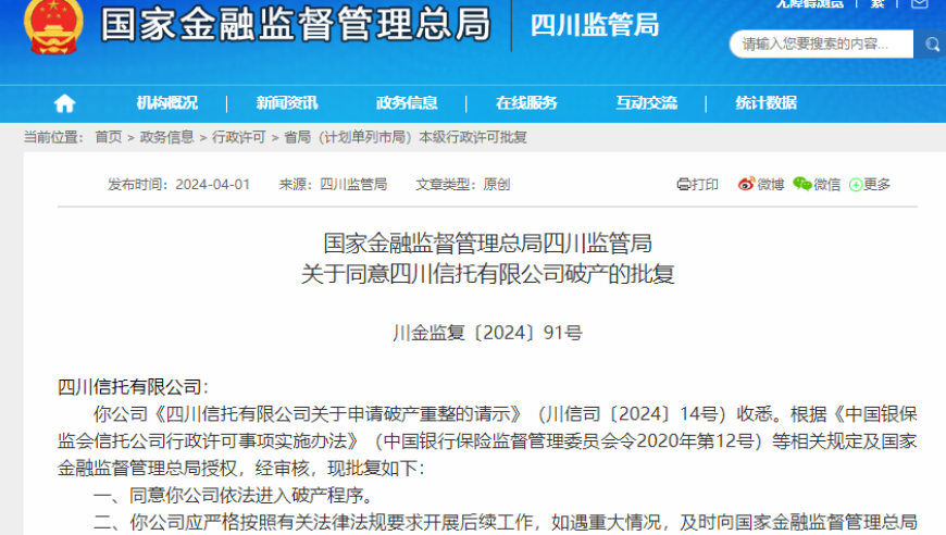 四川信托破产落幕：8055名投资者已签署合约，部分资金仅兑付40%