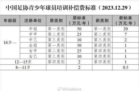 足协大幅度降低青少年球员转会时的青训补偿计算标准：官方声明解读