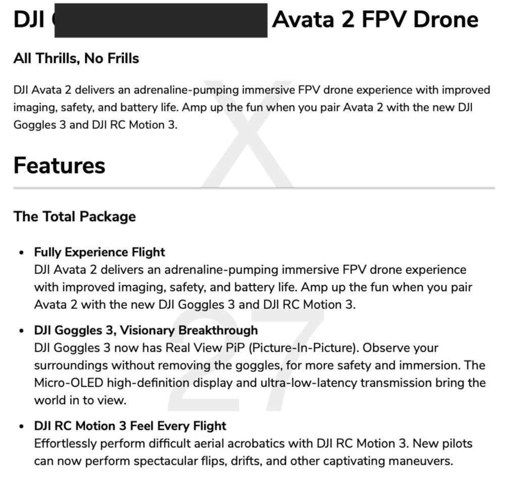 "大疆 DJI Avata 2 超级智能飞行器或将新增飞行眼镜透视功能，提升视觉体验"