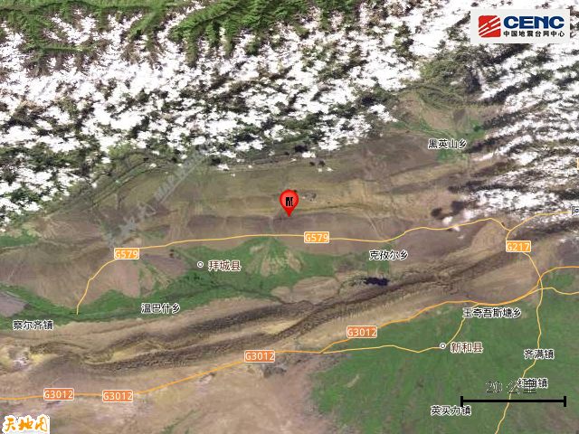 "新疆阿克苏地区拜城县发生5.4级地震：震源深度17公里"