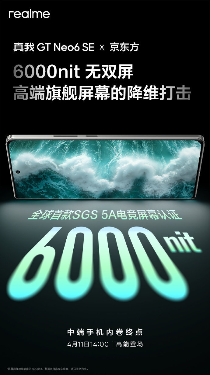 "超强耐用！真我GT Neo6 SE 屏幕耐摔，独家首发 6000 nit 全面升级！"