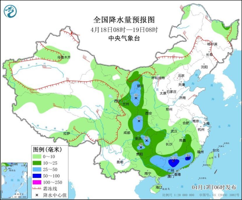 "中央气象台警告：江南及华南地区未来几天将迎来强烈降雨与强对流天气"