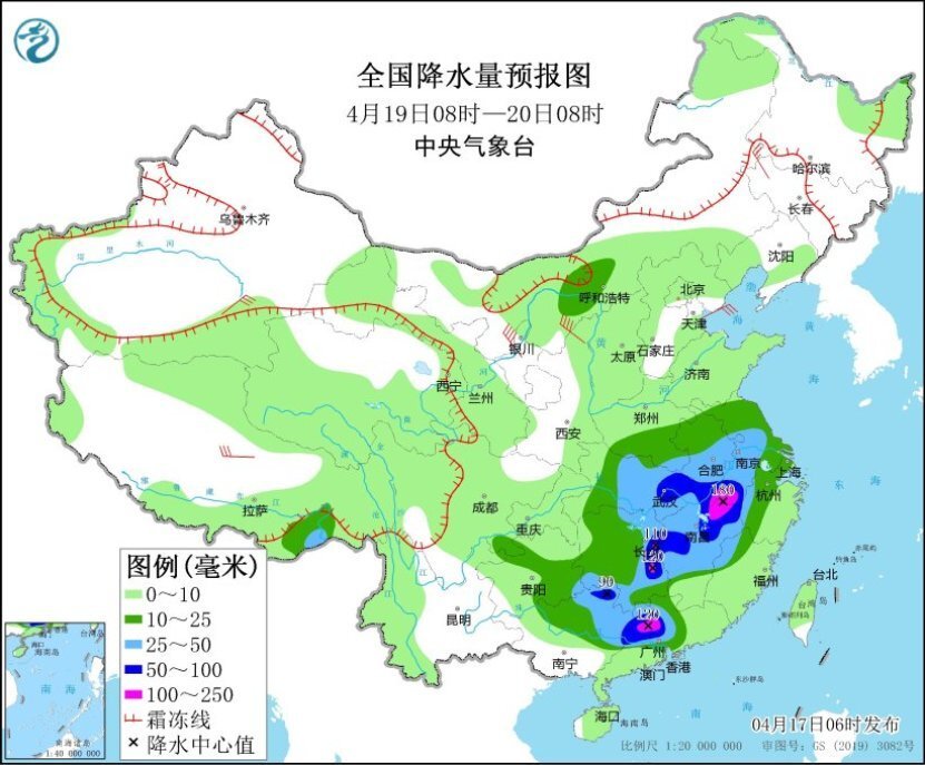 "中央气象台警告：江南及华南地区未来几天将迎来强烈降雨与强对流天气"