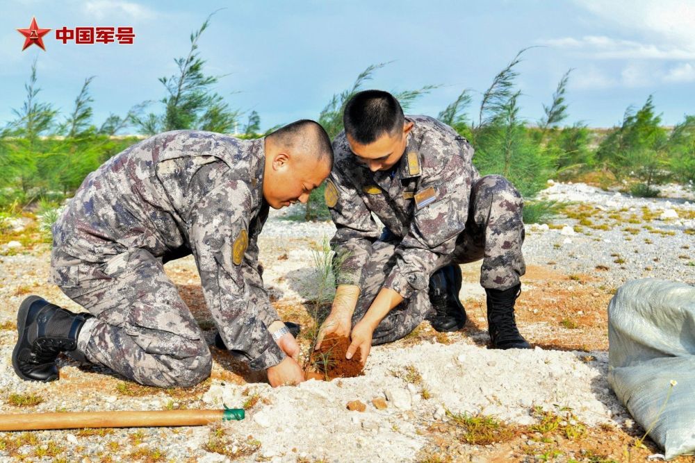 "南沙雄关，坚守无尽的军人之根——像树一样扎根南沙！"