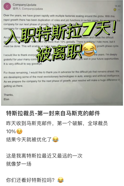 "特斯拉中国裁员：一线员工的亲身经历及感受分享"