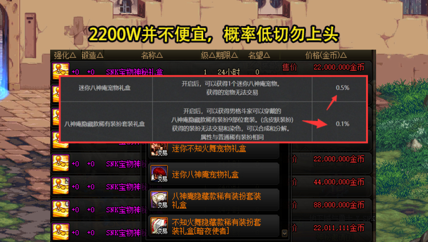 DNF：SNK精选礼包开服价格详解-时装与称号疯狂降价，至尊套装售价破亿创纪录！