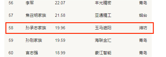 "孙承志高中学历,家族财富被指19.96亿：详解山东富豪身份来源"