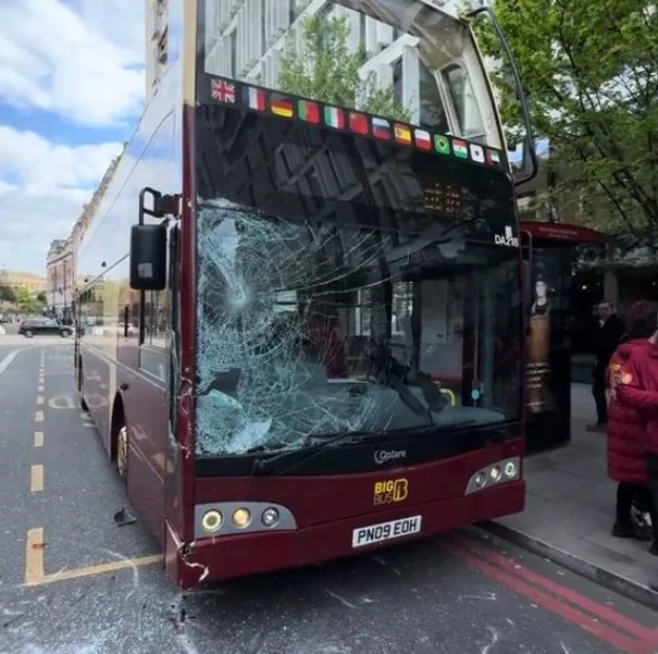 "英国皇家骑兵队失控，街头狂奔！巴士玻璃被撞碎"