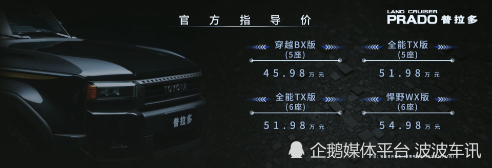 "全新国产丰田普拉多定价公布：45.98万元起，王者归来！"