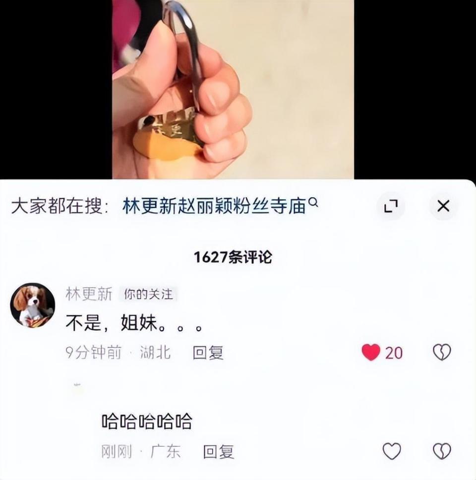 "网友对林更新赵丽颖喜结连理进行祝福：心形挂锁寓意百年好合，林更新回应表示满意"