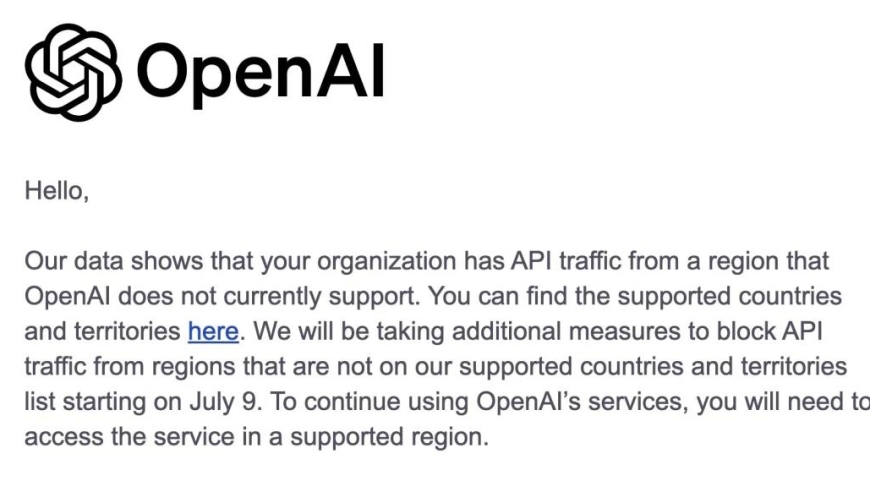 OpenAI考虑屏蔽中国开发者API访问