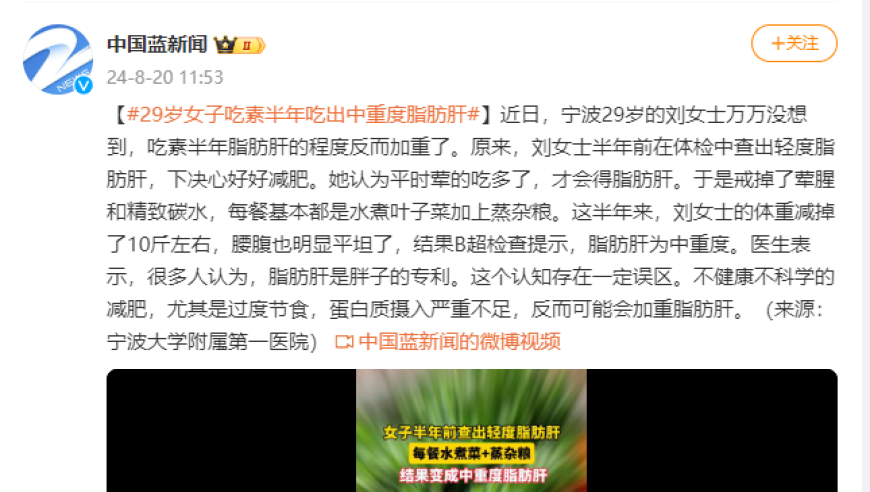 如何通过合理饮食改变，成功实现健康食素半年的中重度脂肪肝