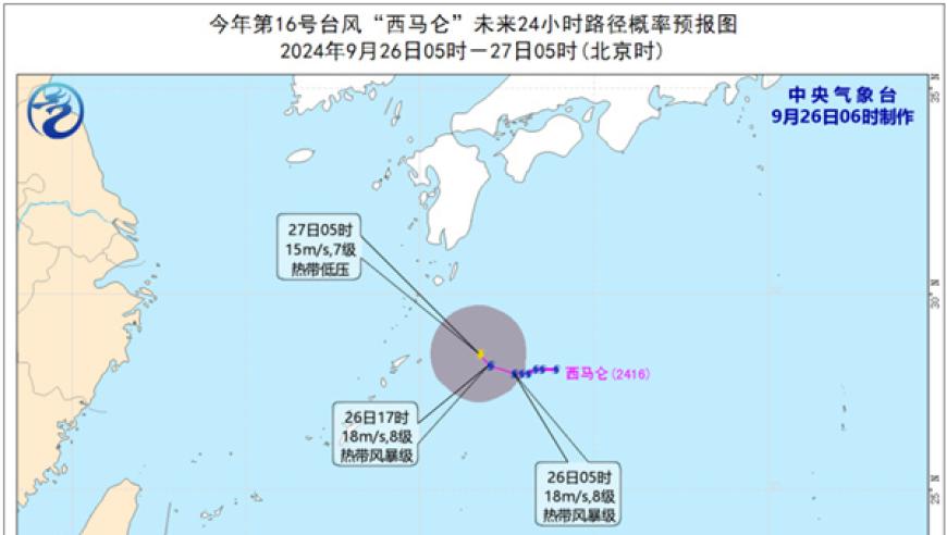 台风‘西马仑’路径调整，不影响我国海域。