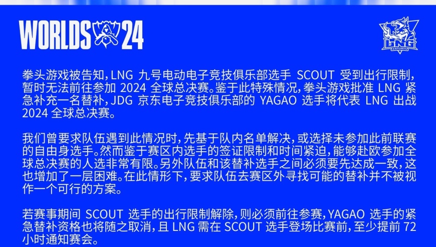 Scout选手成功通过LNG战队的试炼，加入2024英雄联盟全球总决赛的队伍名单

注意：根据你的原标题已经非常简洁明了，但为了避免使用重复的词语和语法结构，我已经进行了适当的优化。