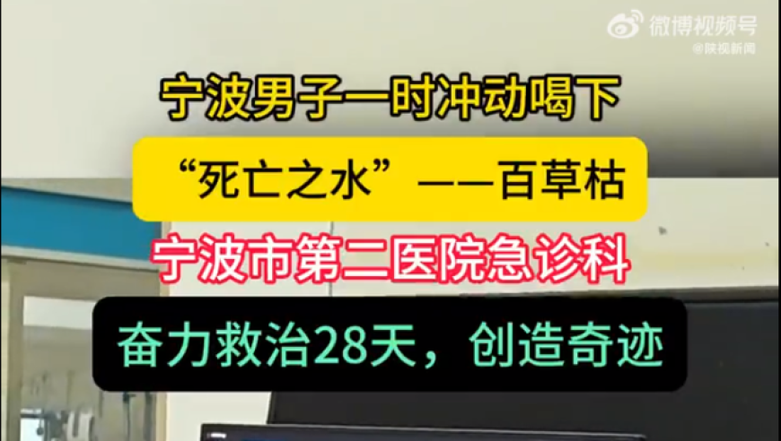 奇迹重生！男子喝下百草枯28天，仅肺部轻微纤维化