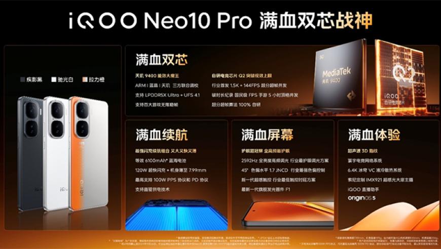 【旗舰级黑科技黑屏降噪】iQOO Neo10系列+联发科Arm天玑9400：仅售2299元！