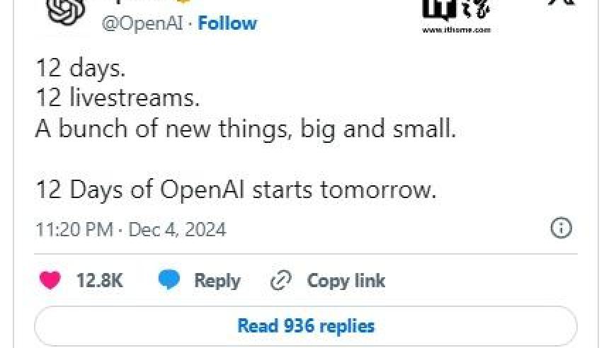 OpenAI计划在接下来的十二小时内推出大量内容，涵盖各种主题！