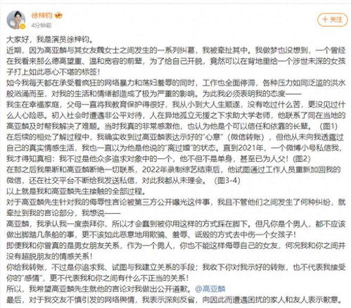 徐梓钧拒绝交往，晒高亚麟求爱记录：并非接受转账表示接受恋爱