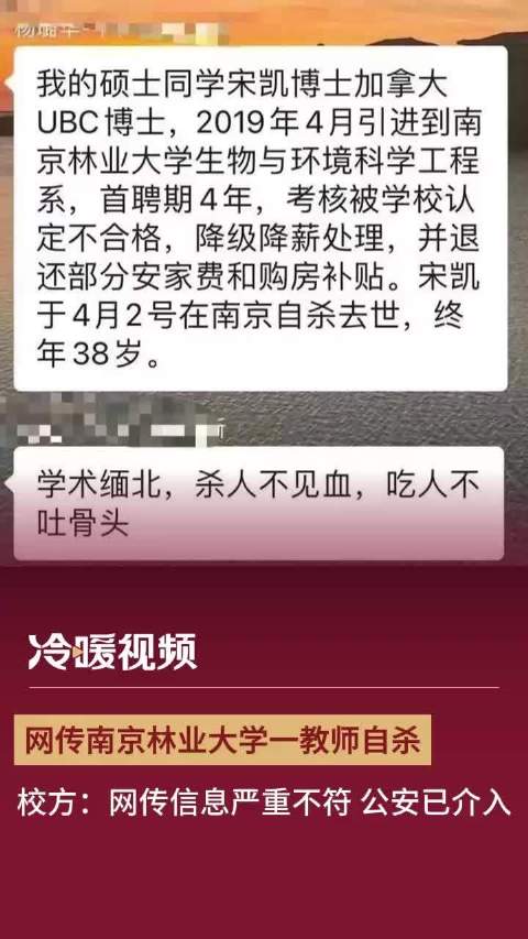 高校回应教师非升即走压力自杀传闻：教育部门辟谣