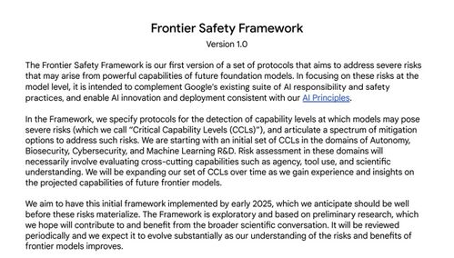谷歌发布前沿安全框架：评估AI模型严重风险，4个领域将对网络安全产生重大影响