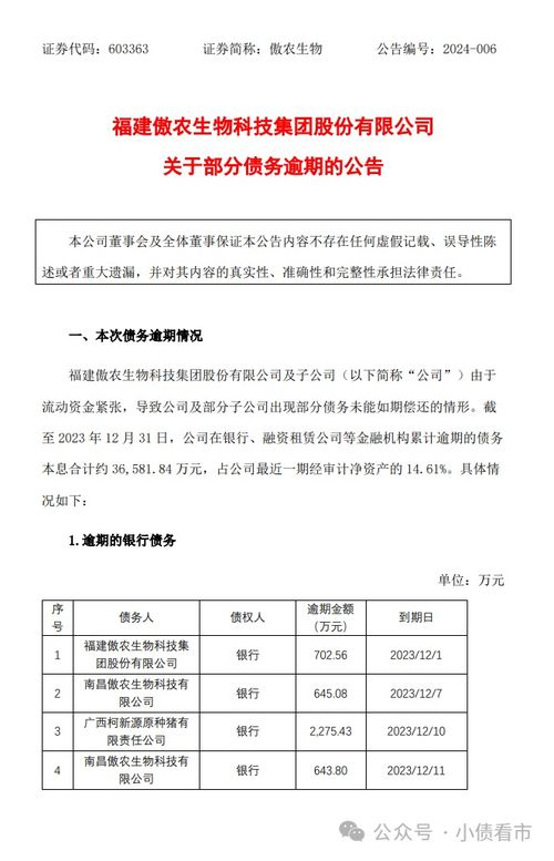 傲农生物：连续三年亏损，面临破产重整风险