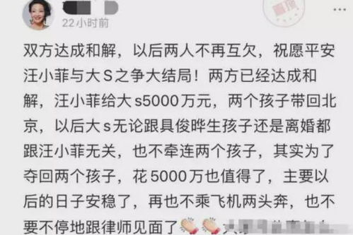 汪小菲领证喜讯再传：已与大S法院见面并达成和解意向