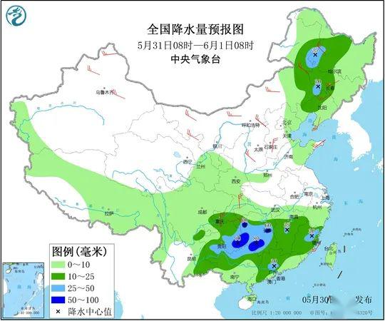 周五至周日全国天气异常，北部地区雷暴大风频繁，南方部分地区降雨量创纪录