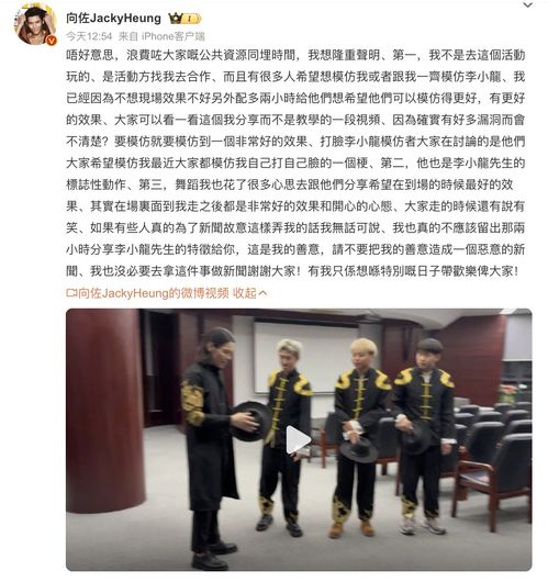 李小龙模仿者指责向佐扇他巴掌？向佐回应：不要利用我的善意

优化后的标题: 李小龙模仿者向佐扇他巴掌？反击与反击，向佐是否还会有下一次动手？